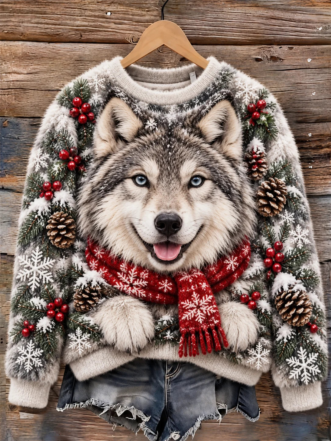 Women's Fun Animal Flannel Print Sweatshirt