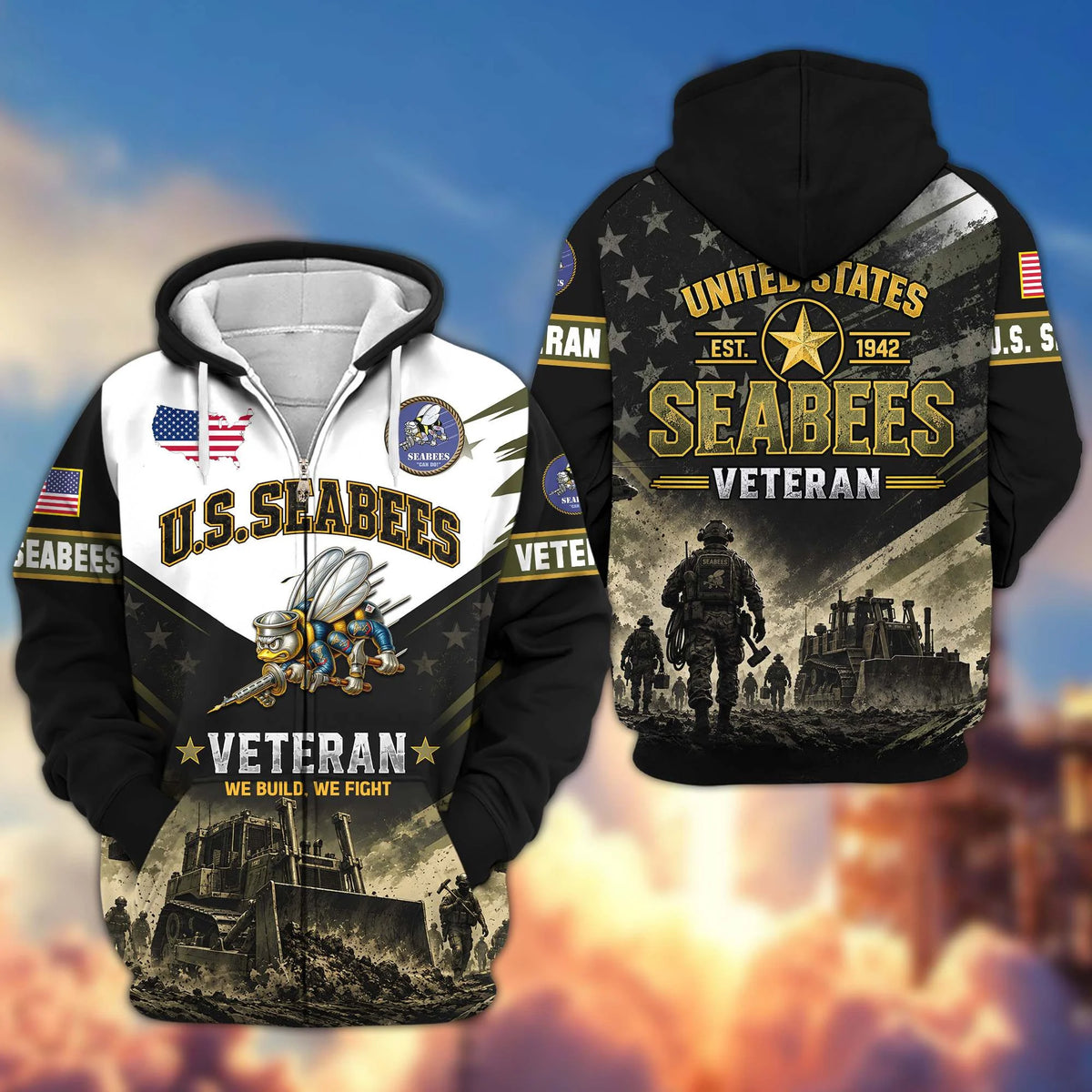Premium US Veterans Zip Up Hoodie CPHN160912, Gifts For US Veterans, Gifts For Veterans Day.