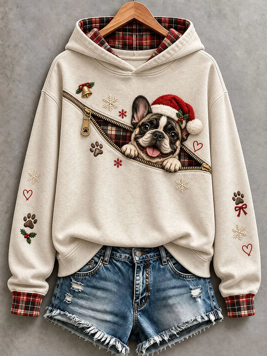 Women's Christmas French Bulldog Pattern Hoodie
