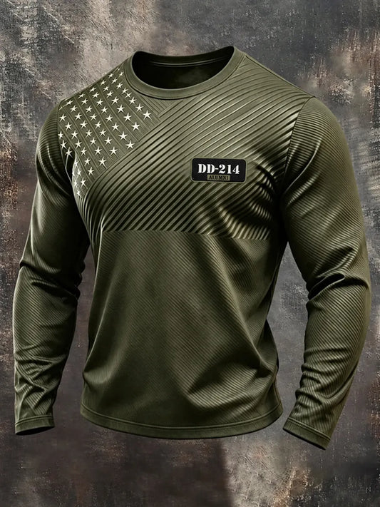 Men's Casual Veterans Day Print T-shirt