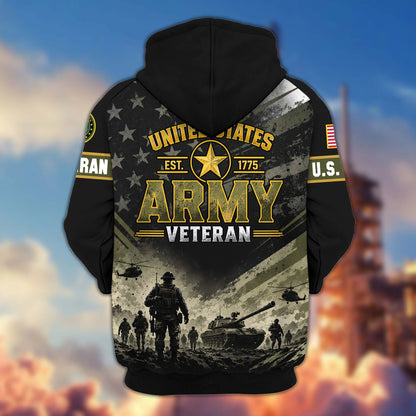 Premium US Veterans Zip Up Hoodie CPHN160912, Gifts For US Veterans, Gifts For Veterans Day.
