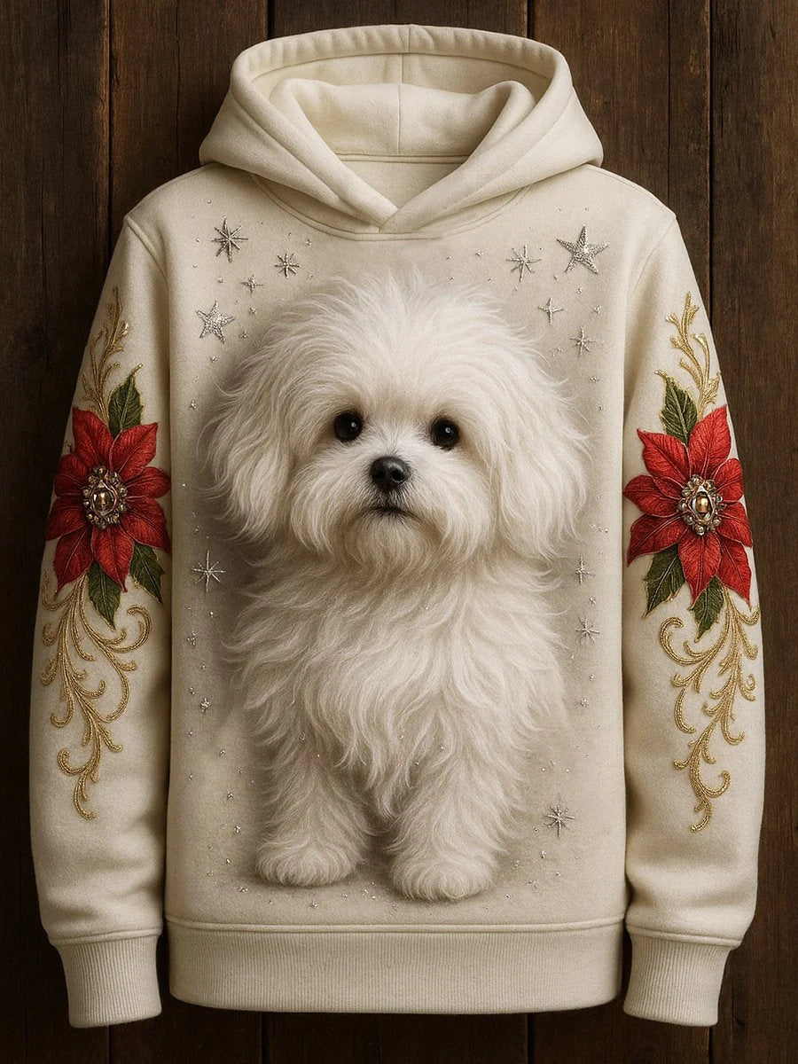Women's Cute Dog Art Print Casual Long Sleeve Sweater