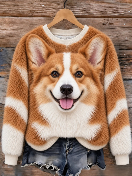 Women's Fun Animal Flannel Print Sweatshirt