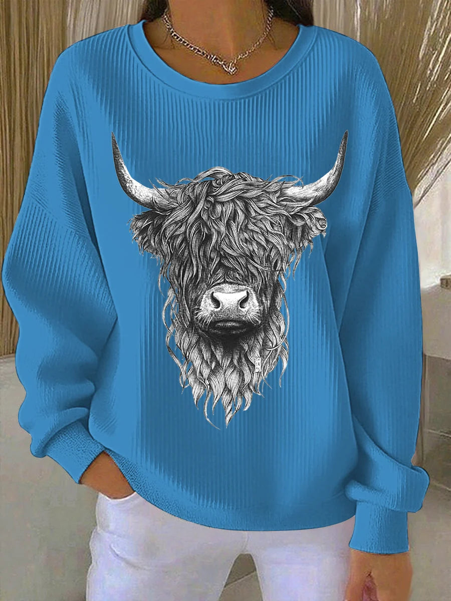 Women’s Highland Cow Printed Sweatshirt