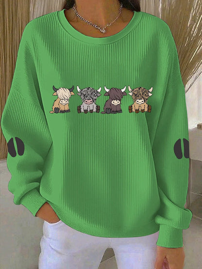 Women's Highland Cow Printed Sweatshirt
