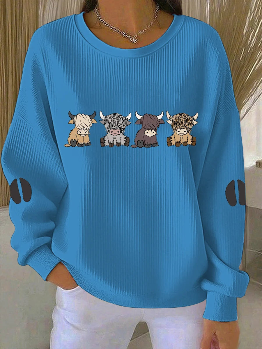 Women's Highland Cow Printed Sweatshirt