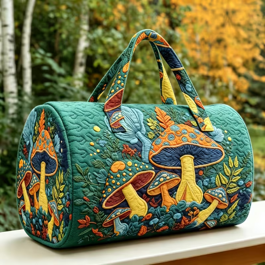 Vintage Mushroom Quilted Weekender Bag