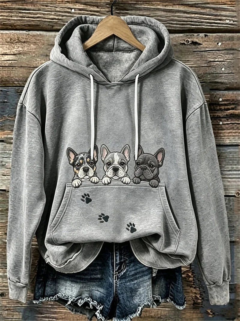 Women's vintage animal‑print sweatshirt