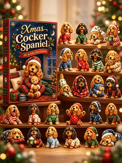 Xmas Cocker Spaniel 24 Acrylic Ornaments Blind Box（2D Acrylic Flat）