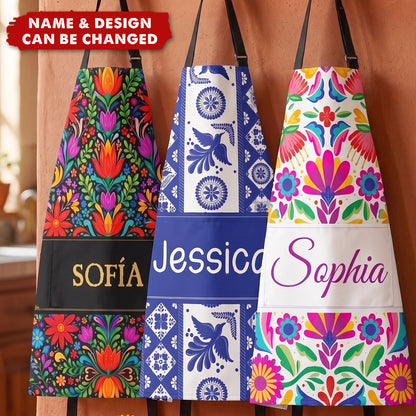Mexican Cinco De Mayo Floral Fiesta Dia De Los Muertos - Personalized Apron - 2