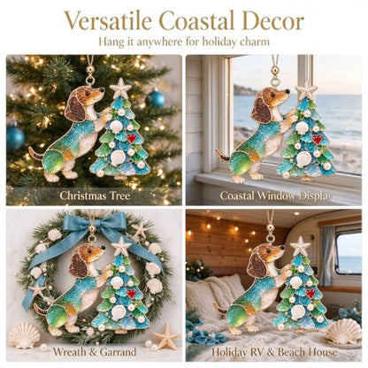 Coastal Dachshund Christmas Ornament – Sea Glass Dog Lover Decor | 2/$29.99 · 3/$39.99