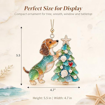 Coastal Dachshund Christmas Ornament – Sea Glass Dog Lover Decor | 2/$29.99 · 3/$39.99