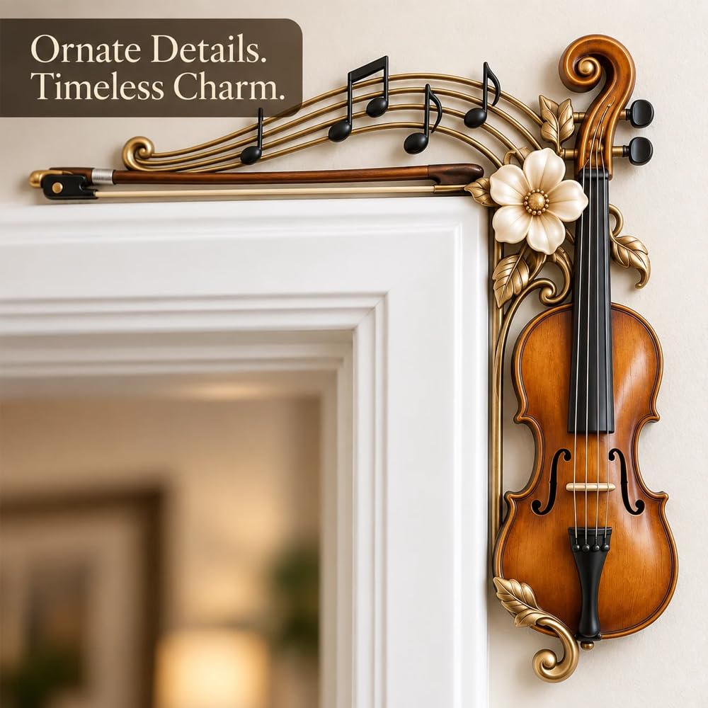Violin & Flowing Notes Door Topper – Musical Doorway Wall Decor