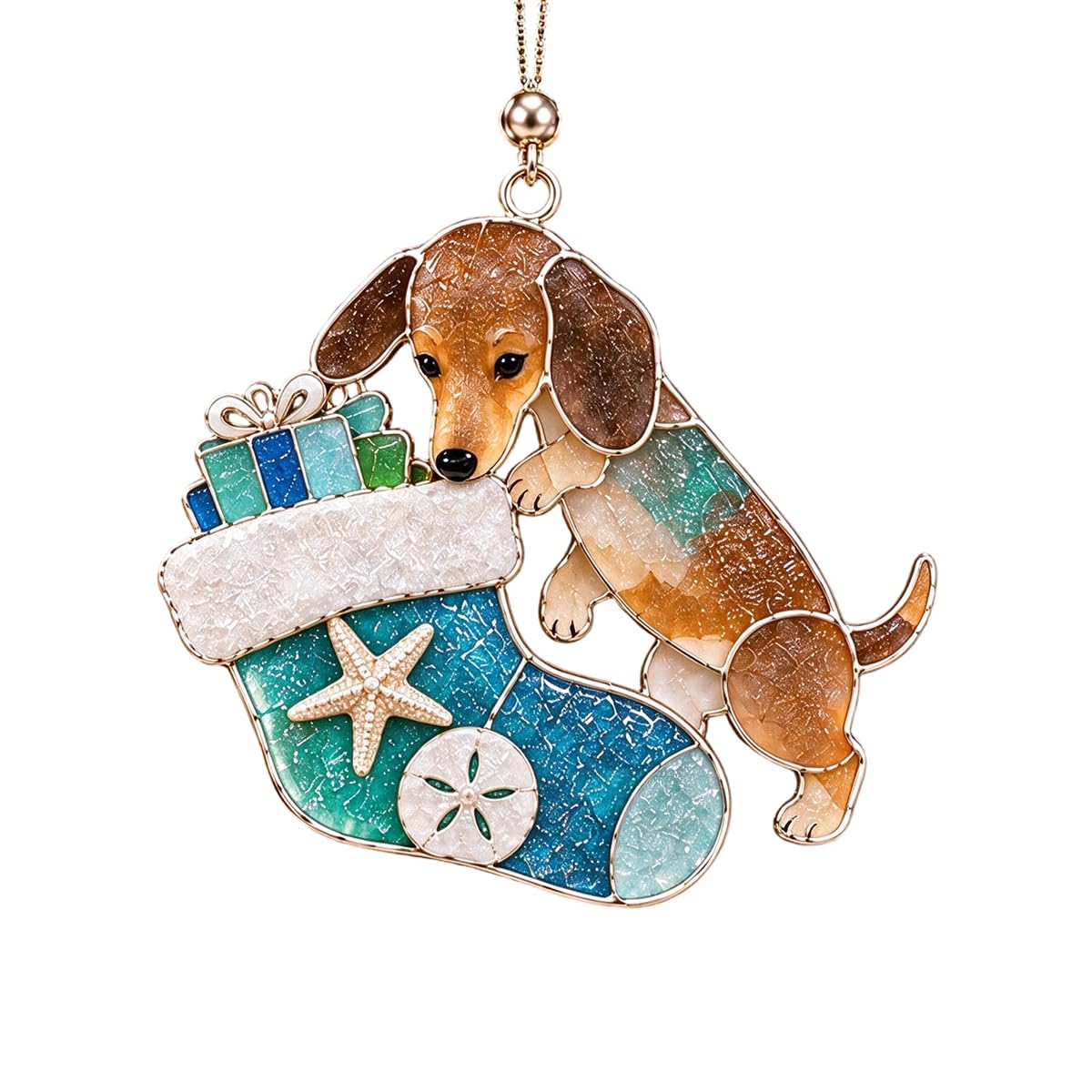 Coastal Dachshund Christmas Ornament – Sea Glass Dog Lover Decor | 2/$29.99 · 3/$39.99