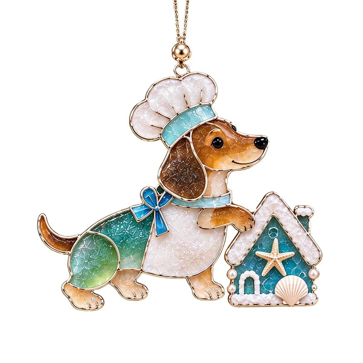 Coastal Dachshund Christmas Ornament – Sea Glass Dog Lover Decor | 2/$29.99 · 3/$39.99