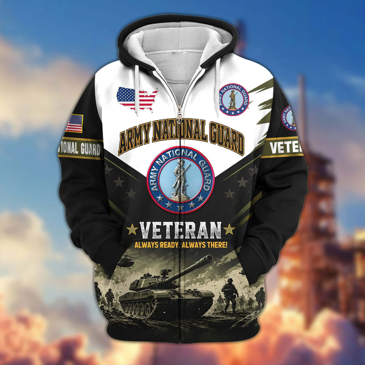 Premium US Veterans Zip Up Hoodie CPHN160912, Gifts For US Veterans, Gifts For Veterans Day.