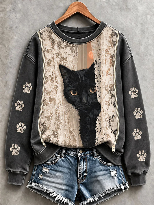 Women's Black Cat Sweatshirts