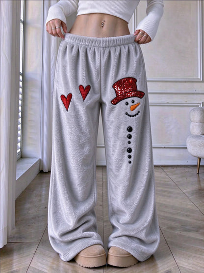 Women's Snowman-Print Flannel Pants