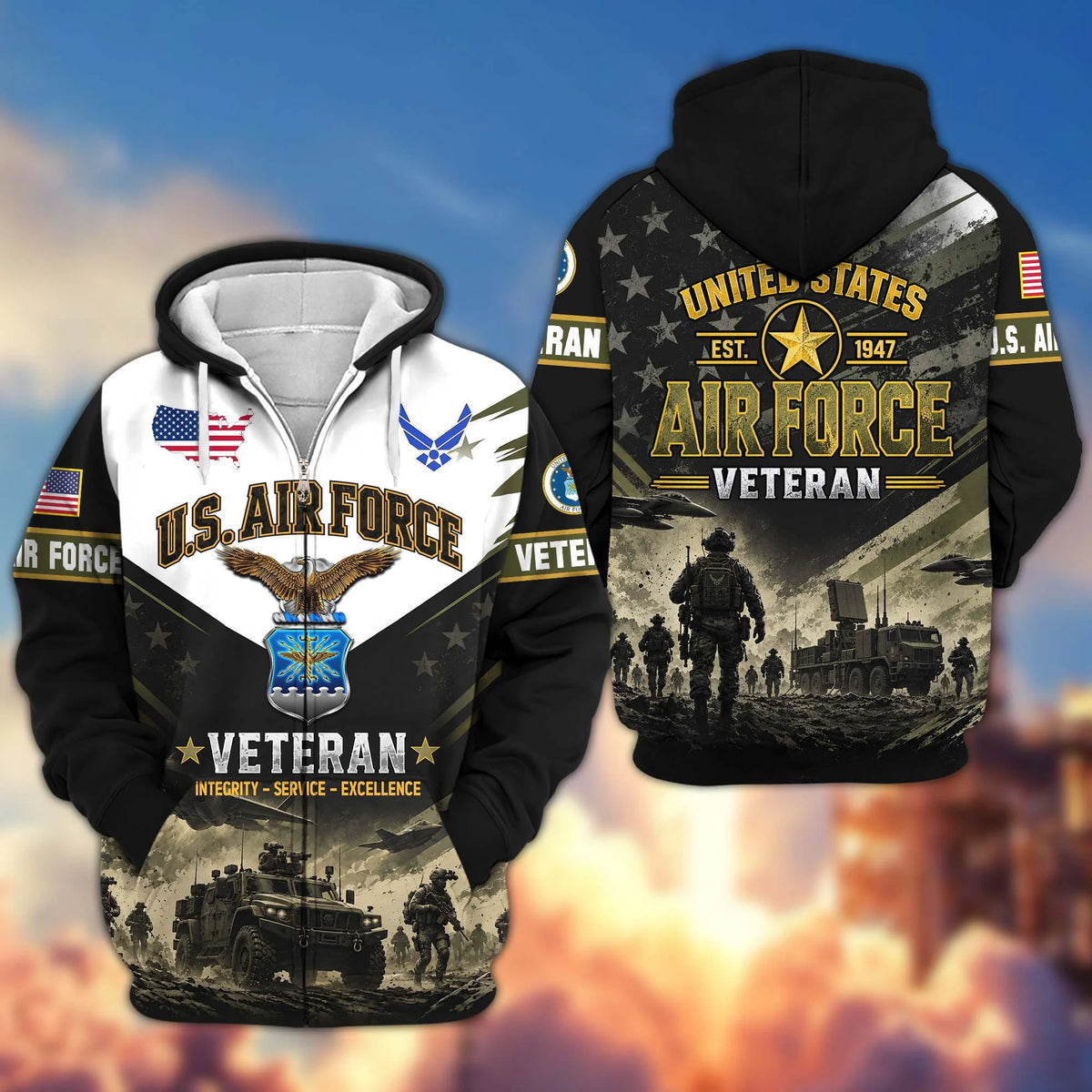 Premium US Veterans Zip Up Hoodie CPHN160912, Gifts For US Veterans, Gifts For Veterans Day.