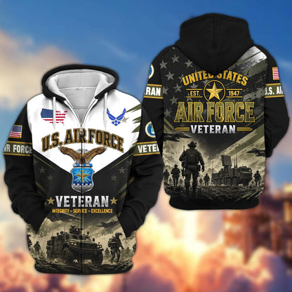 Premium US Veterans Zip Up Hoodie CPHN160912, Gifts For US Veterans, Gifts For Veterans Day.