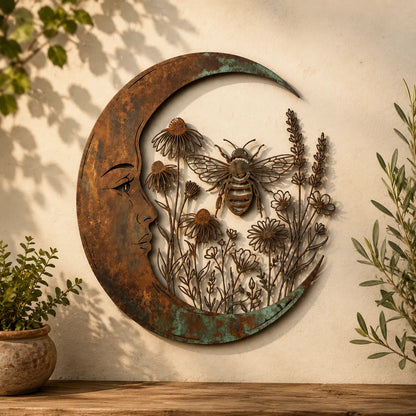 Crescent Moon Bee Wall Decor