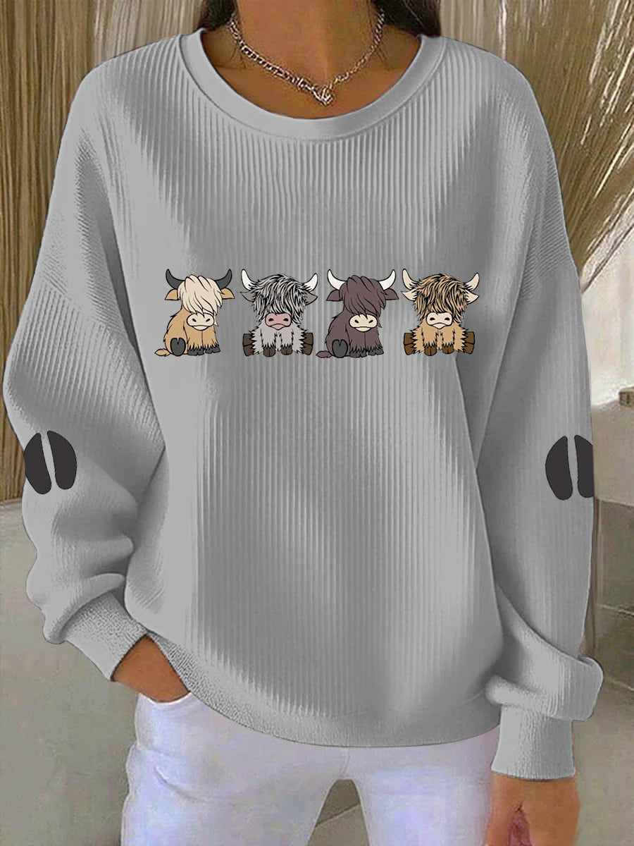 Women's Highland Cow Printed Sweatshirt