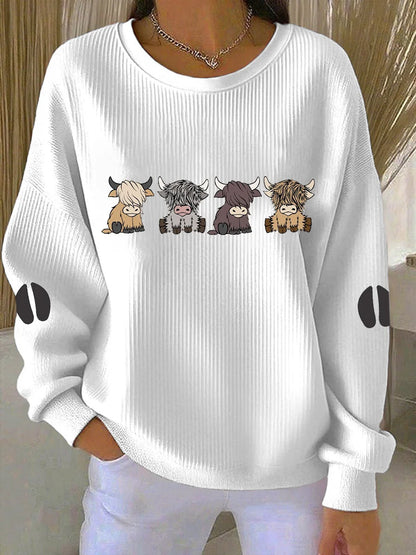 Women's Highland Cow Printed Sweatshirt
