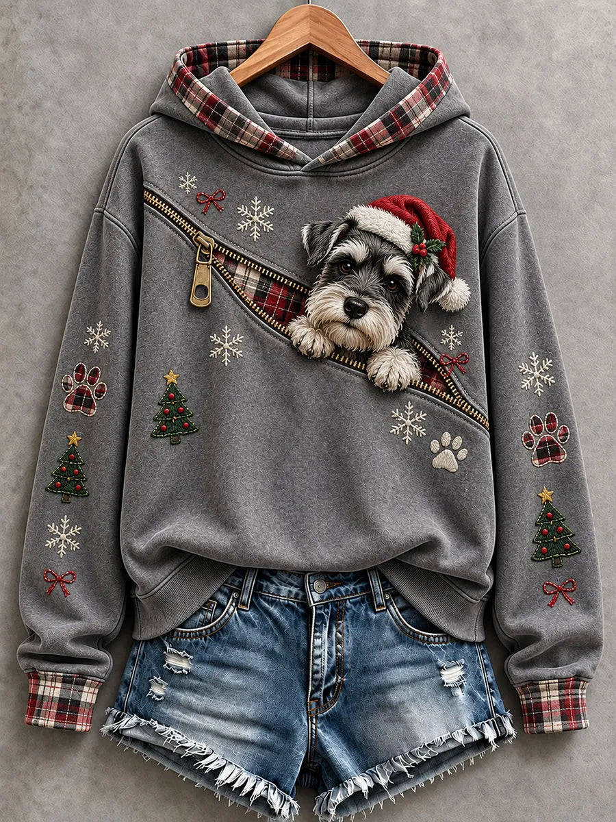 Women's Christmas Schnauzer Pattern Hoodie