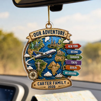Trending Travel Adventure - Personalized Acrylic Ornament - Gifts For Couple, Family
