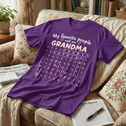 Favorite People Call Me Grandma Word Search Puzzle - Personalized Shirt - Mother's Day Gift For Grandma